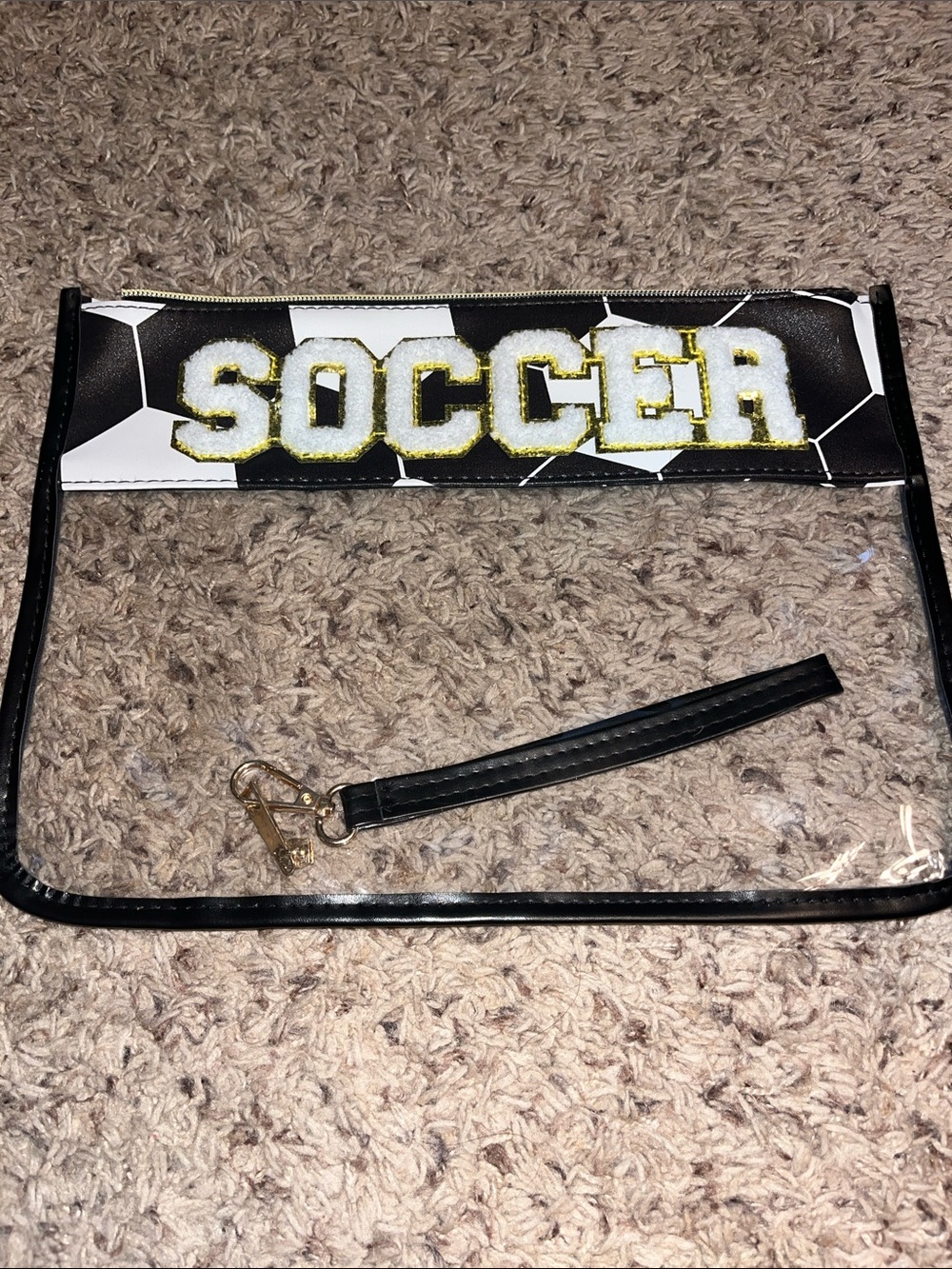 Clear Soccer Wristlet Pouch - Black